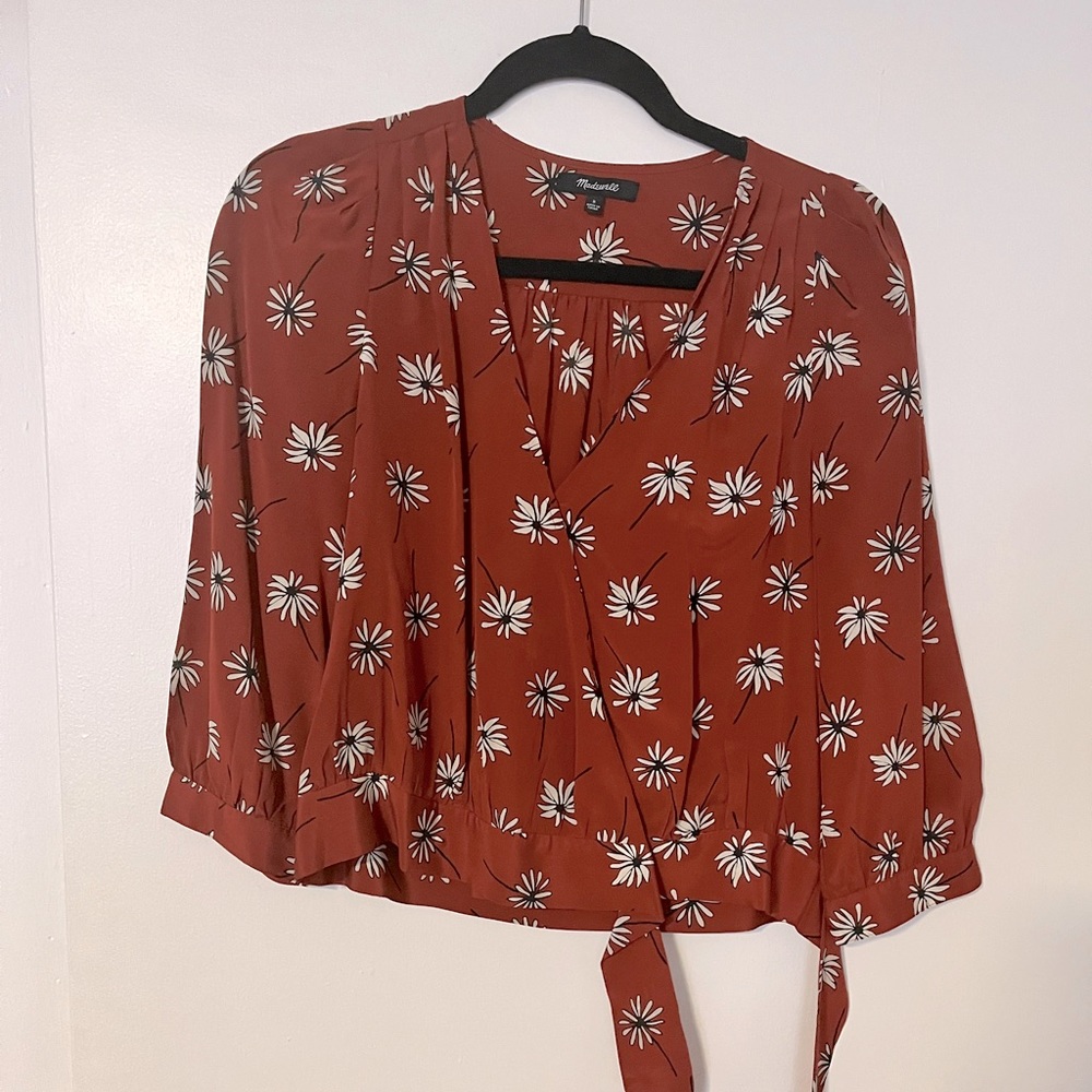 Madewell Floral Wrap Top size S